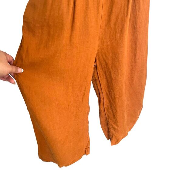 J.Crew Women's 100% Linen Sleeveless Lagenlook Jumpsuit Mustard Size 8 - Picture 5 of 11